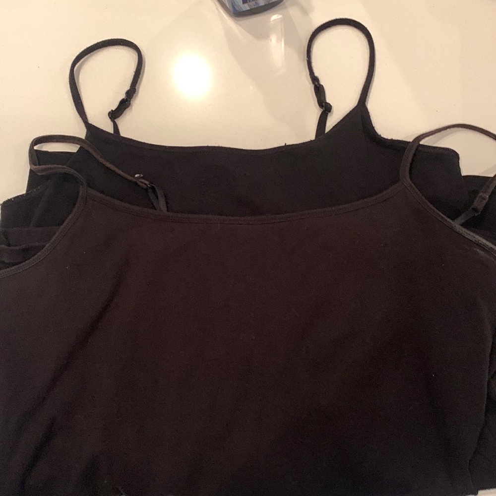 Selling 2 black Camisoles with built in bras 1) Express  2) Maurices. Sz large